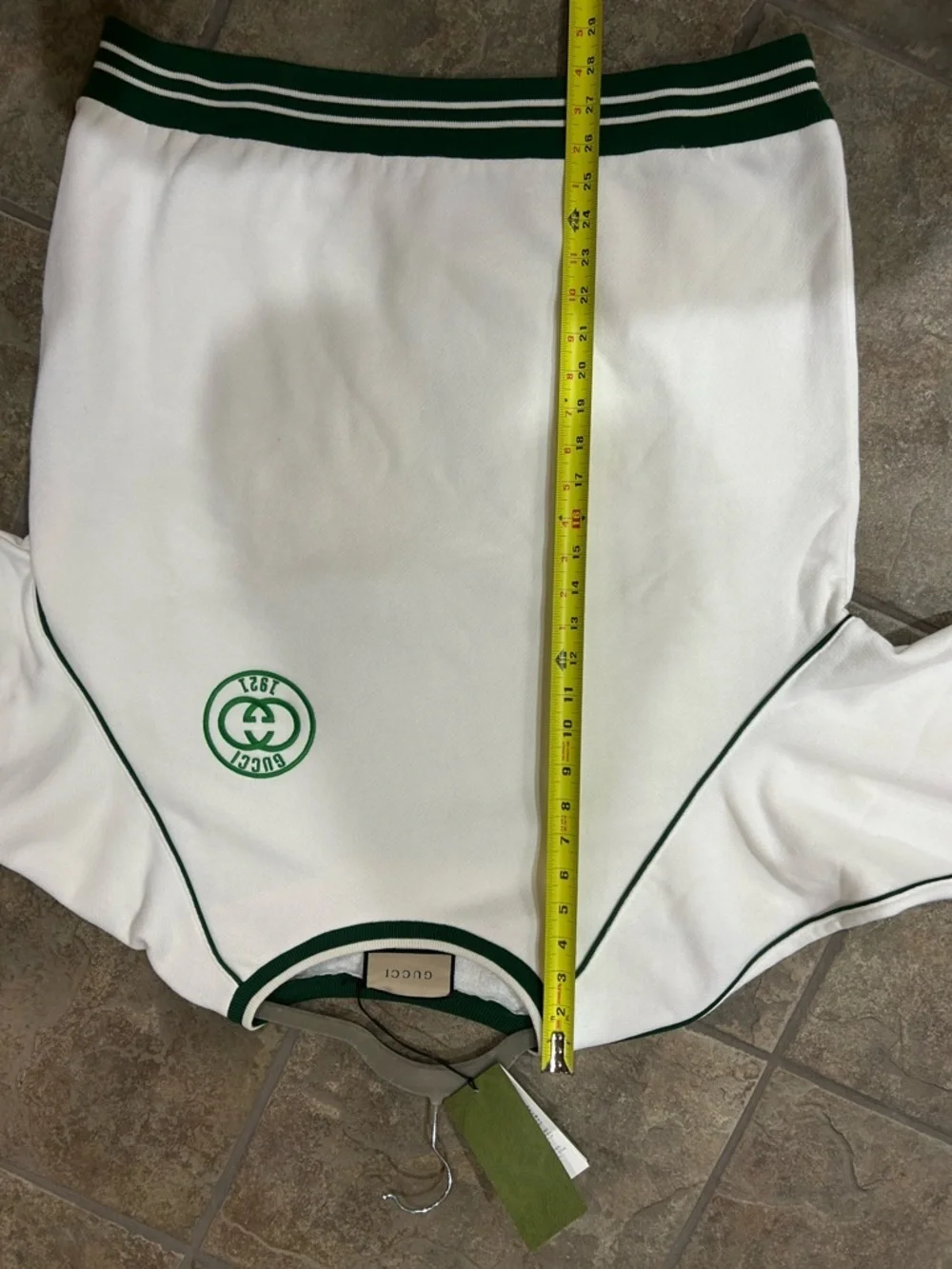 Men's Gucci white cotton jersey sweatshirt green 1921 interlocking G size medium